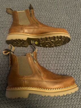 Georgia Boot Tan Leather Zip Chukka Work Boots